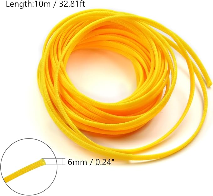 Aicosineg 32.81FT PET Expandable Braid Cable Sleeving Flexible Wire Mesh Sleeve Wire Braided Protective Sleeve 0.25inch Wrap Protector for Power Cord Protection Flame Retardant Cable Manage Green