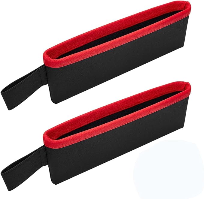 PH PandaHall 2pcs Car Seat Gap Filler Front Side Pocket Seats Black Center Console Side Organizer Leather Seat Gap Storage Boxcar in Between Seat Catcher for Holding Phone Key Sunglasses Wallet Cards