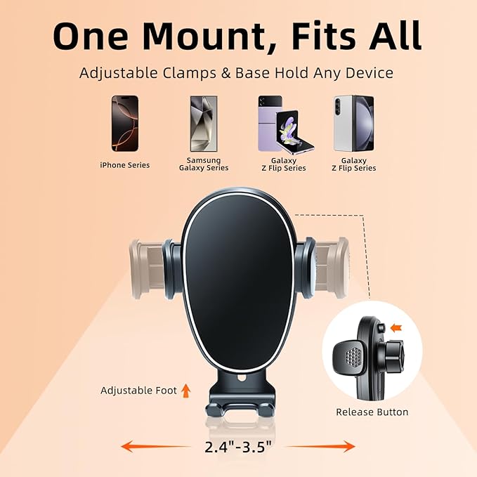 Car Phone Holder for Toyota Camry (2021-2023 2024), Dashboard Phone Mount, 360 Phone Holder Rotating, Hands Free Mobile Holder, Car Mount for iPhone, Samsung & Android, 2022 Camry Interior Accessories