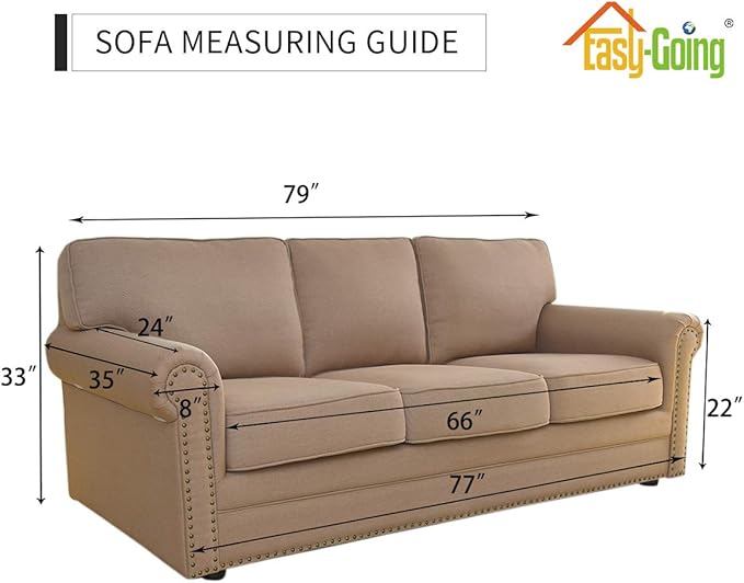 Easy-Going Reversible Couch Cover for 3 Cushion Couch Sofa Cover for Dogs Water Resistant Furniture Protector Cover with Foam Sticks Elastic Straps for Pet Cat (Sofa, Darkgray/Beige)