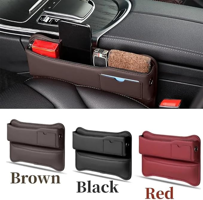 Car Seat Gap Filler Organizer for Mazda CX-5 1. Generation (KE) 2011-2023 2024, 2 Pcs PU Leather Front Seat Storage Box Console Side Pocket Organizer for Phone Glasses Key,B/Black