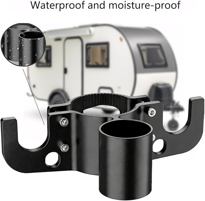 Aluminum RV Towing Chain Organizer with 7-Way Plug Holder, Heavy Duty Anti-Rust Trailer Chain & Cable Harness Holder for 2" & 2-1/4" Tongue Jack, RV Camper Towing Accessories