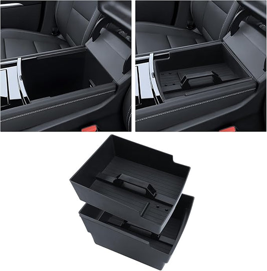 for 2024-2026 GMC Acadia&Chevy Traverse Armrest Storage Box Console Organizer ABS Materials - Easy to Install & Lift Handle Design 2PCS Double Layer Center Console Armrest Organizer