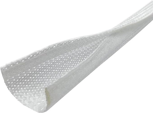 Electriduct 4.8" Side Entry Cable Wrap Braided Sleeving with Hook & Loop Fastener - 25 Feet (White)