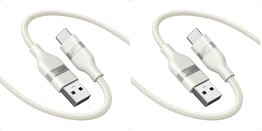 Anker Car Carplay Cable for iPhone 17 16 Pro Max Plus, Upcycled Braided USB A to USB C Car Charger Cord for Samsung Note20 and More(6FT,White) (Pack of 2)