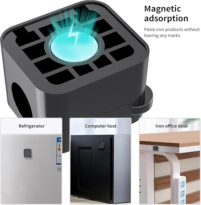 Magnetic Cable Organizer for Desk – Upgraded Wire Clips with Adhesive Base – Desktop Cord Holder for USB, Charging Cables – 6 Clips + 1 Magnetic Base (Black)