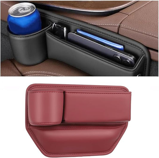Car Seats Gap Organizer Storage Box for M&azda CX-5 2022-2025 Car Leather Cup Holder Gap Bag Seats Gap Filler Organizer Interior Accessory,Red-Left