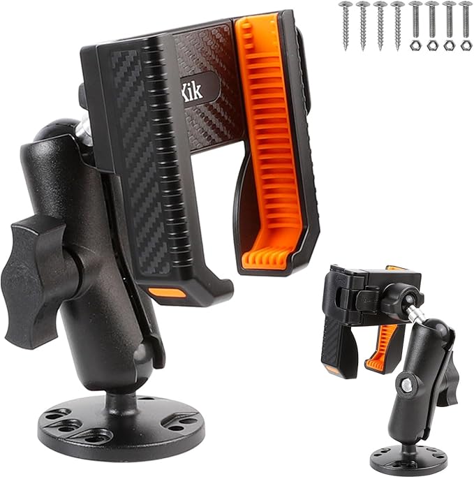 xik Phone Mount Holder for Boat Kayak Car Truck UTV - Round AMPS Base, [1s Lock & Release][360° Adjustable], Fits 4.7"-7.2" Phones, Heavy Duty, Wall Mount