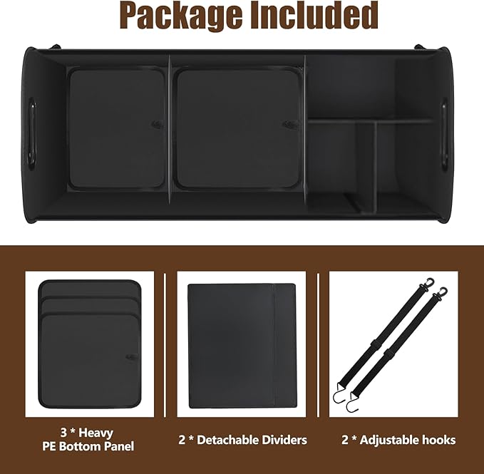 Leopard Print Trunk Organizer - 95L Large Capacity, Non-Slip Bottom, Waterproof, Portable Car Storage for SUV, Truck, Sedan