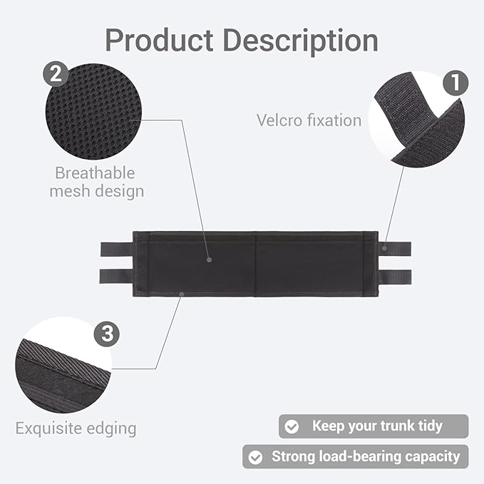 2PCS Car Rear Trunk Organizer Side Divider Board Console Storage Divider Waterproof Easy To Install Trunk Storage Organizer Side for Car, SUV,[Black]