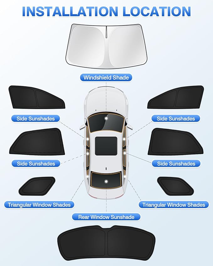 Canvcle Sunshades for 2024 2025 2026 Chevrolet/Chevy Blazer EV (NOT for Chevrolet Blazer) Accessories Windshield Sun Shade Side Rear Window Shade Cover Sun Visor Shield Privacy Protection Black 8PCS