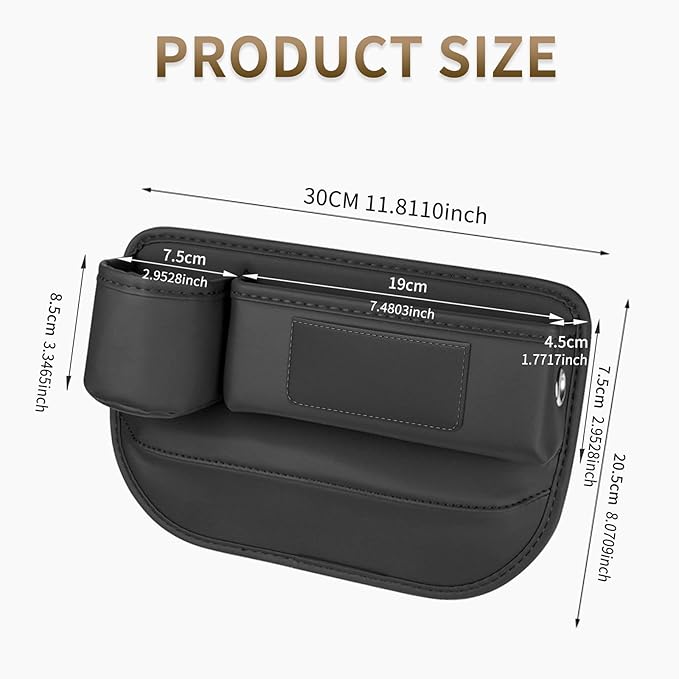 Kwak's Car Seat Gap Filler Organizer (2PC) – Fits 0.2"-1.2" Gap Premium Leather Drop Stop Car Console Organizer for Phone/Keys – Universal Front Seat Organizer for Car SUV Truck (Red)