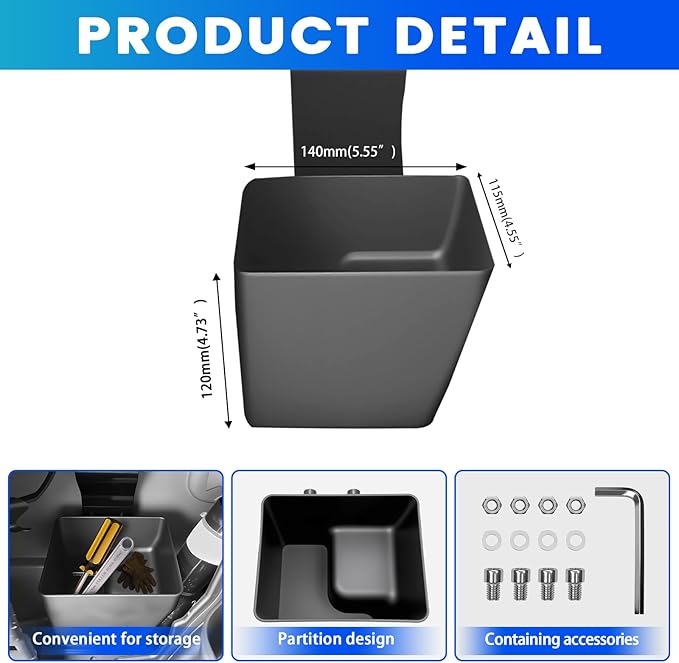 Trunk Organizer Fits for 2010-2024 Toyota 4Runner 5-Seat 2nd Row Trunk Storage Box No-Drill Compatible with 4Runner Accessories (Left Hidden)