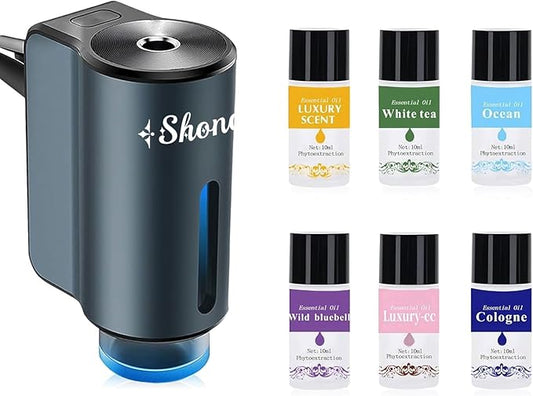 Smart Car Air Freshener Diffuser,Car Aroma Diffuser Air Freshener Spray Automatic with 6PCS Cologne Aromatherapy Oil