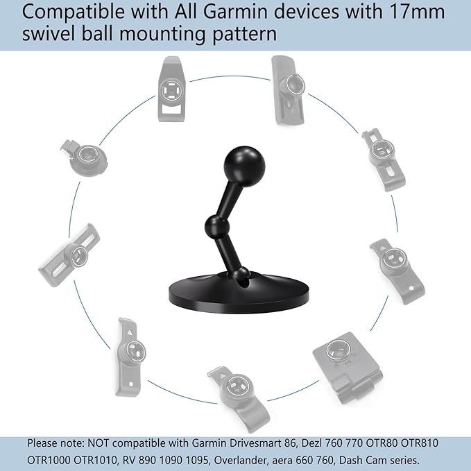 for Garmin GPS Mount,Upgrade Aluminium Magnetism Dashboard Mount，17mm Ball Holder, Compatible with Garmin Nuvi, RV, Dezl, Drive, Drivesmart, Driveassist