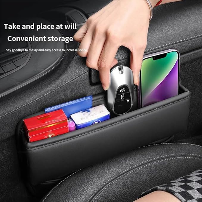 Car Seat Gap Storage Organizer for Mini Countryman One/Cooper/Cooper S Seat Side Gap Filler Leak Proof Storage Organizer Leather Console Side Pocket Storage Box,Beige