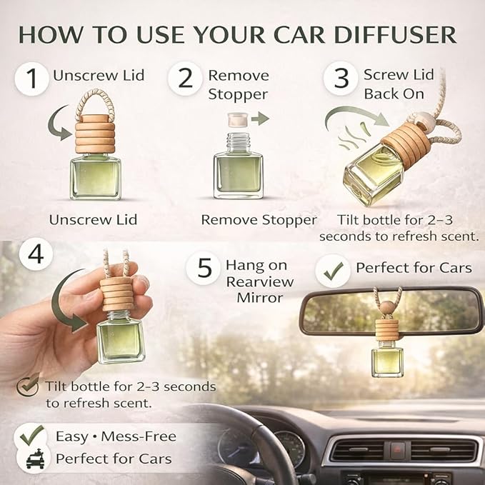 4 Pack Air fresheners | Long lasting car air fresheners, Hand-made in USA | Small room diffuser | Small Business Woman Owned. (Fresh & Earthy Mix SQ)