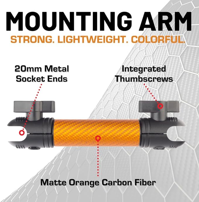 Bulletpoint Mounting Solutions Dash Mount 5.9" Arm Compatible with iPhone and Android Smartphones - Fits 20mm Attachment Ball (Matte Orange Carbon Fiber)