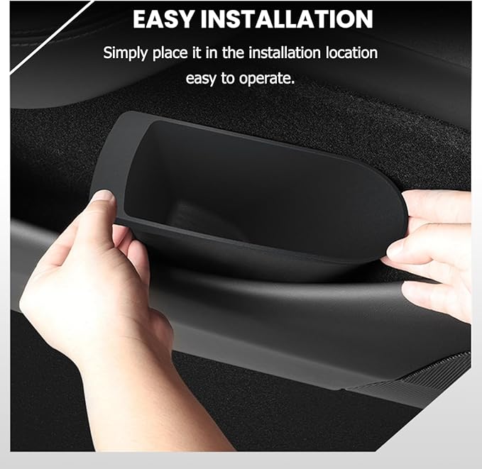 Front Door Organizer Trays Compatible with Tesla Model Y Juniper 2025 2026, Car Door Trash Cans 2Pack Trash Bins Waterproof Door Garbage Storage Box-Black