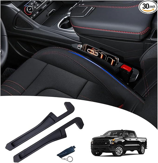 Half-Sized Seat Gap Filler Compatible with Chevy Silverado 1500 2500HD | Zero Interference Side Storage Space | Anti-Drop Organizer | Free Window Breaker | Full Console w/Bucket Seats ONLY