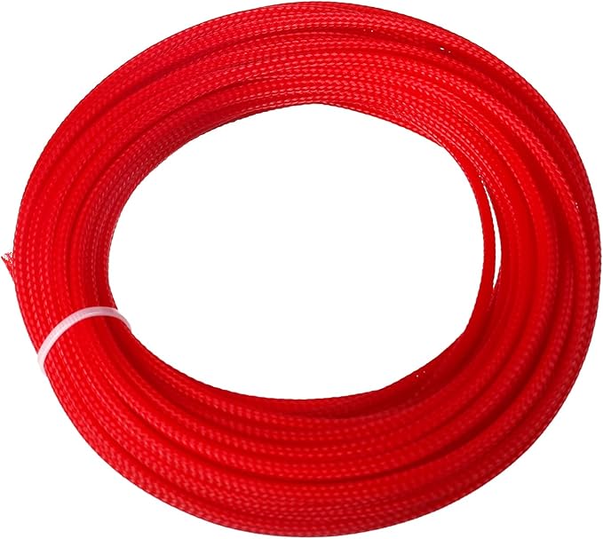 Aicosineg 32.81ft PET Flexible Braided Cable Sleeve 0.16inch Width Wire Loom Sleeving and Organizer Flexible Wire Mesh Sleeve Wrap Protector for TV Audio PC Cords from Pets Chewing Red