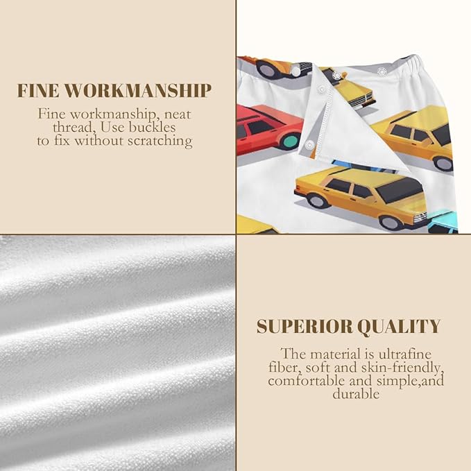 Women's Bath Wrap Colorful Cars Pattern Absorbent Shower Spa Body Bath Robe Wraps Bathrobe Towel with Adjustable Closure