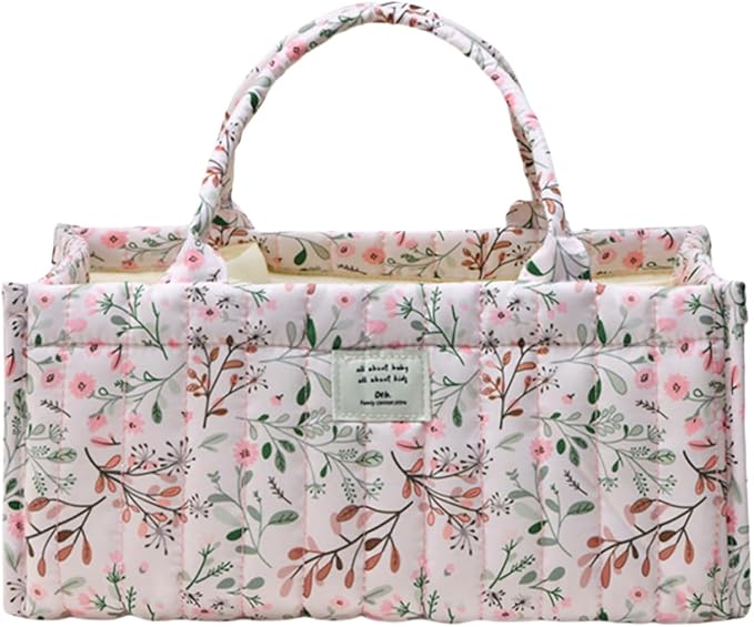 Diaper Caddy Organizer,Cute Floral Nursery Storage Basket,Soft Portable Changing Table Car Caddy Organizer Gift