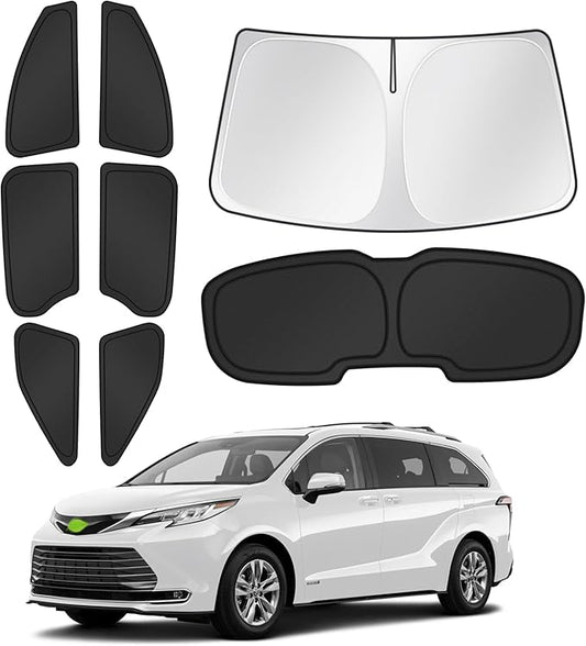 Canvcle Sunshades for 2021-2025 2026 Toyota Sienna Accessories Windshield Sun Shade Side Rear Window Shade Cover Sun Visor Shield Privacy Protection for Camping Keep Vehicle Cool Black 8PCS