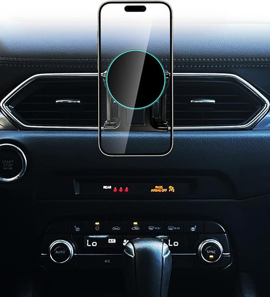 SKYLOTEC Phone Holder for Mazda CX-5 CX5 2017-2025 Accessories Car Magnetic Phone Mount Compatible with MagSafe, Strong Magnets Fast Wireless Charger CX 5 Cell Phone Holder Base