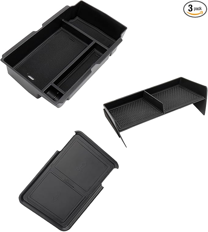 Carwiner 3PCS Center Console Organizer Compatible with 2023-2026 Honda CRV Accessories Armrest Hidden Drawer Storage Box for 2024 Honda CR-V Accessories