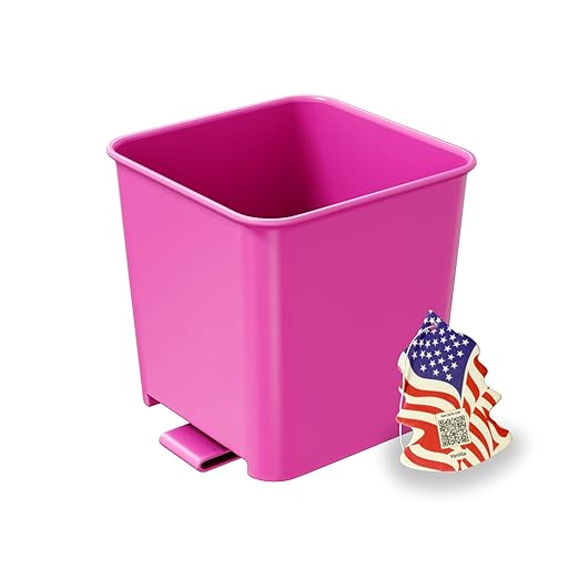 Car Trash Can Waterproof Vehicle Garbage Bin, Leakproof Anti Slip Floor Mat Clip Trash Bag Holder for Car, Truck, SUV, Van Portable Auto Trash Container with Stability Clips (Pink, Small)