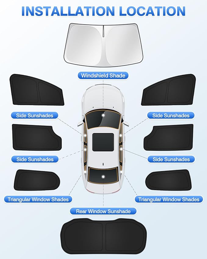 Canvcle Sunshades for Chrysler Pacifica 2017-2025 2026 Accessories Windshield Sun Shade Side Rear Window Shade Cover Sun Visor Shield Privacy Protection Keep Vehicle Cool Black 8PCS