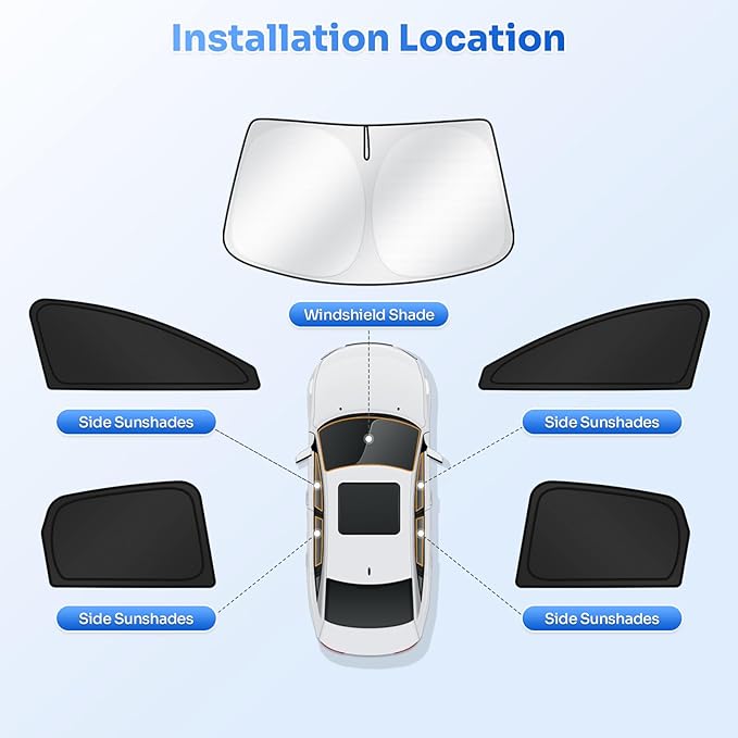 Canvcle Sunshades for 2025 2026 Nissan Murano Accessories Windshield Sun Shade Side Rear Window Shade Cover Sun Visor Shield Privacy Protection for Camping Keep Vehicle Cool Black 5PCS