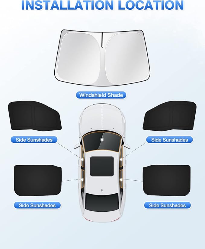 Canvcle Window Shades for Ford F150 4Door 2021-2025 2026 F-150 Accessories Windshield Sun Shade Side Rear Window Covers Sunshade Sun Visor Privacy Protection for Camping Keep Vehicle Cool Black 5PCS