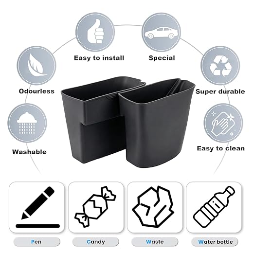2PCS Door Side Trash Can Compatible with 2023 2024 2025 2026 Honda CRV Garbage Bin Storage Box Trash Bin Tray Silicone Material and Waterproof Interior Accessories