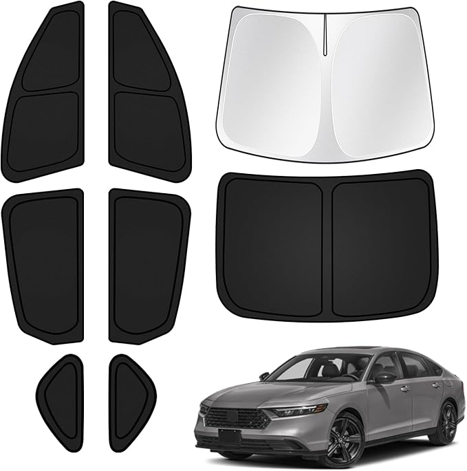 T TGBROS Windshield Sun Shade for Honda Accord 2023-2025 2026 Car Window Shades Thicken UV Block and Blackout Privacy Foldable Sunshades 8PCS Accessories Keep Cool Sun Visor Covers