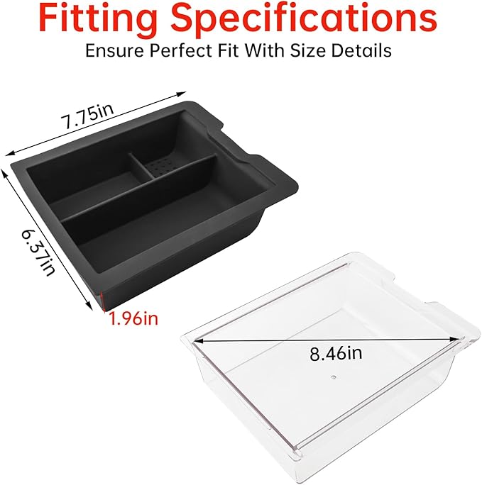 Zekrom Center Console Organizer Tray for Tesla Model 3 (2021-2023) Model Y(2021-2024) Accessories, Dual Layer Armrest Console Organizer, Black