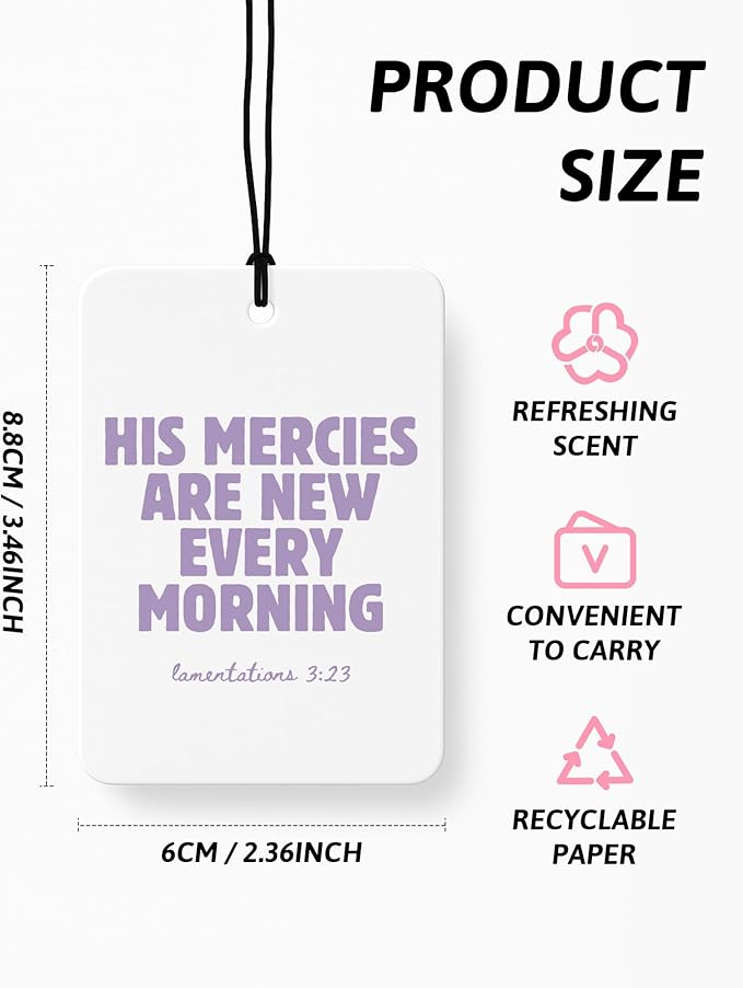 Purple Christian Car Air Freshener 4 Pcs, Girly Pink Bow Floral Religious Hanging Air Freshener for Cars Closet Drawer Books, Cute Preppy Christian Car Accessories Mirror Decor for Women