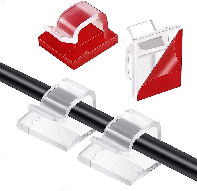 5/8 in Adhesive Cable Clips, 60pcs Outdoor Light Clips, Cord Clips, Sturdy Wire Clips, Finisher Wire Clamp for Home, Car, Office Wire Management Clips (Clear, 5/8"-60PCS)