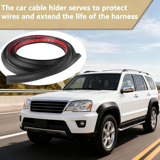 2 PC-6.56 Ft Car Cable Wire Hider with Adhesive Backing Windshield Wire Hider Universal Car Cord Concealer for Car Roof Rack Light Bar