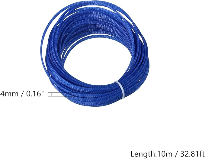 Aicosineg 32.81ft PET Flexible Braided Cable Sleeve 0.16inch Width Wire Loom Sleeving and Organizer Flexible Wire Mesh Sleeve Wrap Protector for TV Audio PC Cords from Pets Chewing Blue