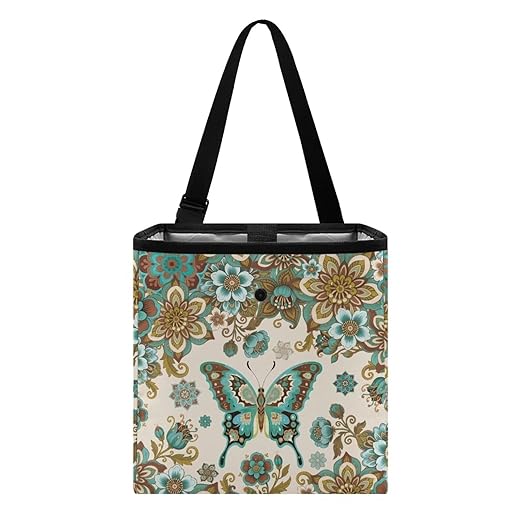 2 Gallons Open-Top Car Trash Can Hanging Car Trash Bag Water Resistant Leakproof Trash Bag Car Accessories for Women Men, Butterfly and Boho Mandala Print