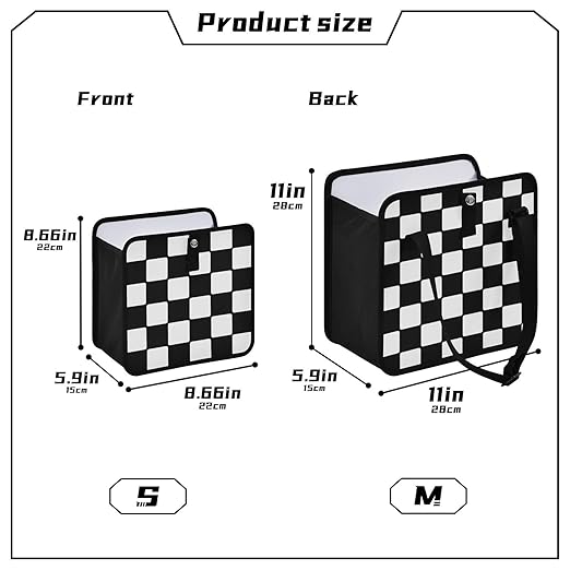 Car Trash Can Car Organizer Car Garbage Can with Adjustable Strap for Back Front Seat Console Waterproof Leakproof Collapsible Portable 11 Inch Checkerboard