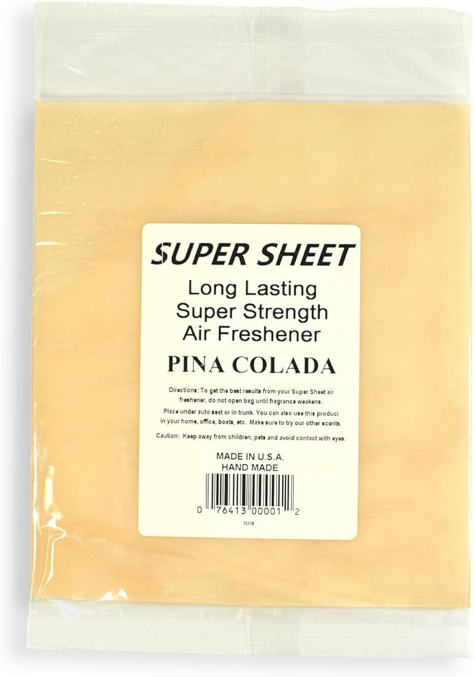Super Sheet Large (8"x7") Under Seat Car Air Freshener, 3-PACK (Pina Colada)