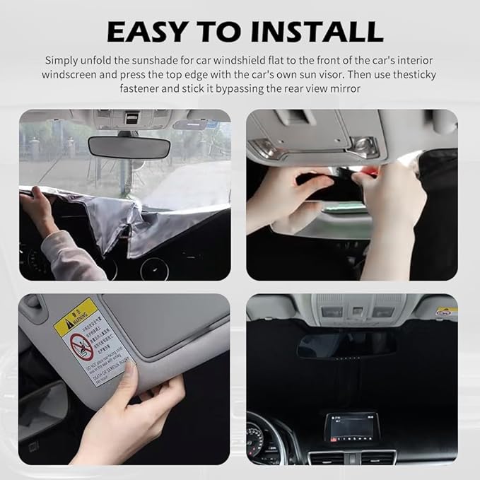55.12 * 27.56" Windshield Sun Shade Foldable,Upgraded 210T Radium Titanium Silver Car Windshield Cover with Storage Pouch for Automotive Interior Protection,Universal Car Sun Shade (55.12*27.56 inch)