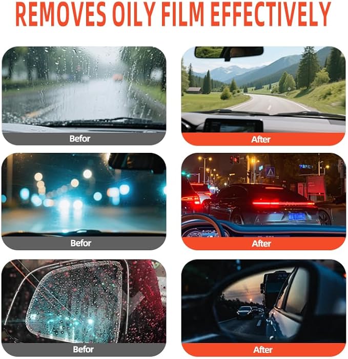 2PCS Glass Emulsion Cleaner, Car Oil Film Cleaner, Handle Oil Film Remover&Windshield Cleaner For Cars Window, Universal Anti-Rain Fog Brush Oil Film Remover for Car Windshields and Windows(100g)