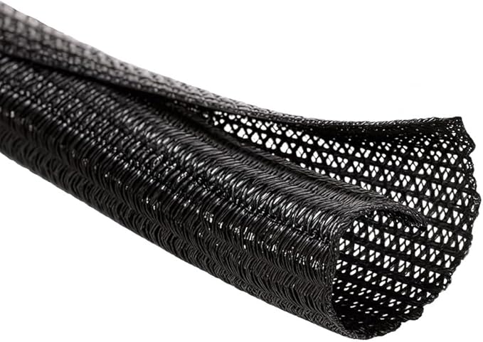 MGI SpeedWare Braided Split-Sleeve Wire Loom for High-Temperature Automotive Harness and Home Cable Management 25 feet (1/4")