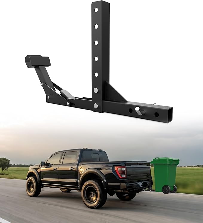 ELITEWILL New Trash Can Hauler Hitch Trash Can Transporter,Wheeled Garbage Can Towing Carrier Fit for Truck Auto Car SUV Golf Cart ATV UTV with 2" Receiver