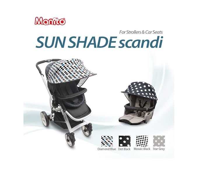 Manito Sun Shade for Strollers and Car Seats - Scandi (Star Grey) UPF 50+