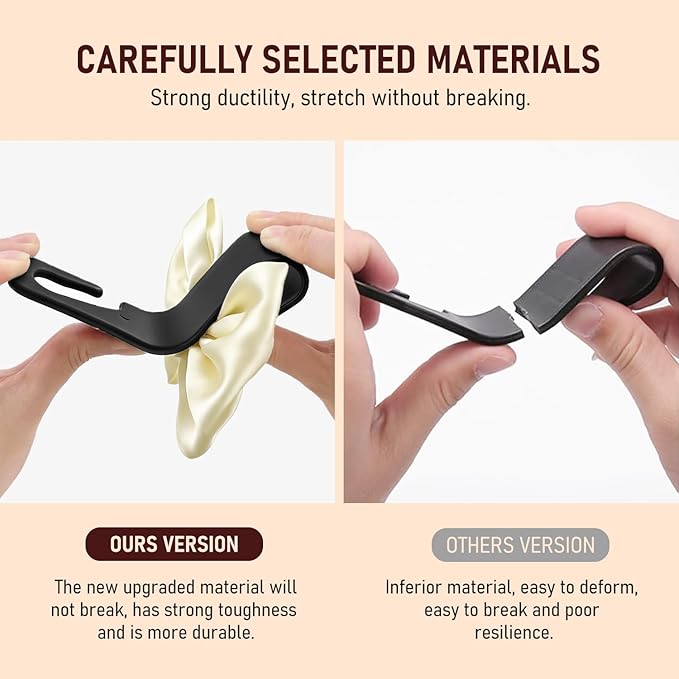 Car Seat Headrest Hook, Bow Car Purse Hooks, Auto Seat Hook Hangers Storage Organizer Interior Accessories for Purse Coats Umbrellas Grocery Bags Handbag, 2-Pack (White)